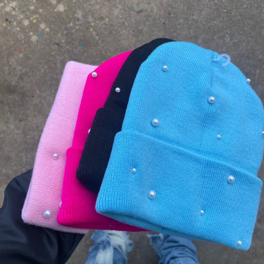Pearl-Embellished Beanies